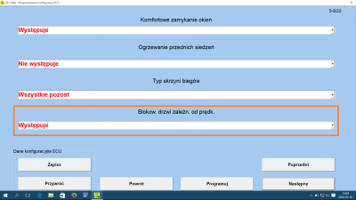 Blokowanie drzwi zależnie od prędkości